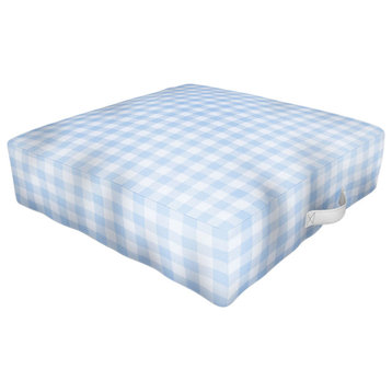Colour Poems Gingham Pattern Blue Outdoor Floor Cushion