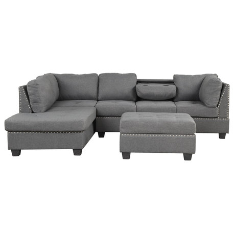 Gewnee 104.5" Reversible Sectional Sofa in Gray