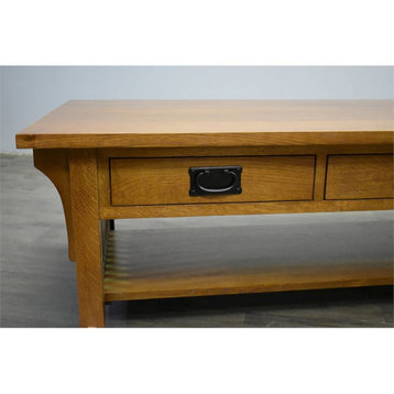 Crafters and Weavers Arts and Crafts Wood Coffee Table in Cherry