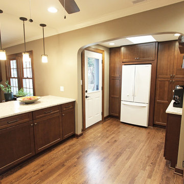 Transitional Cherry Kitchen with Great Organizational Storage and Coat Rack
