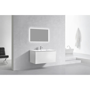Balli 40'' Wall Mount Modern Bathroom Vanity, High Gloss White