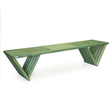 Bench Wood Backless Modern Design 72" x W 18" x H 17", Alligator Green