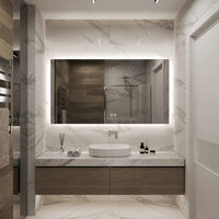 Aurora Backlit Dimmable LED Mirror with Defogger, 60"x36"x1.75"