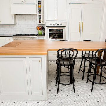 Sinker Cypress Kitchen Island w/ Inset End Grain Cutting Board