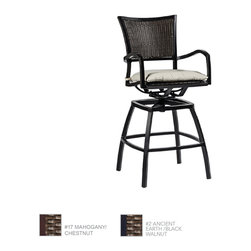 Aire Transitional Woven Resin Wicker Swivel Bar Stool by Summer Classics - Outdoor Bar Stools And Counter Stools