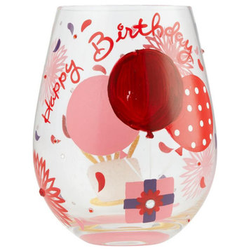 "My Red Hot Birthday" Stemless Wine Glass