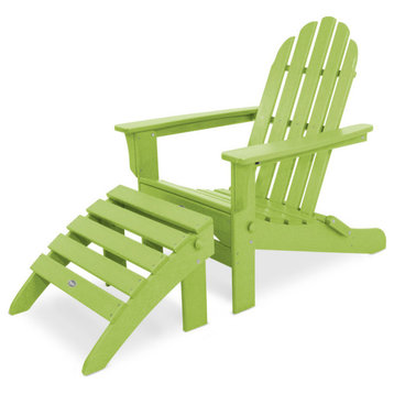 Trex Outdoor Furniture Cape Cod 2-Piece Folding Adirondack Seating Set, Lime