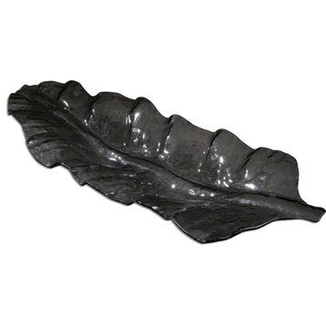 Uttermost Smalloked Leaf Glass Tray