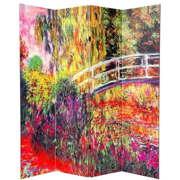 6' Tall Double Sided Works of Monet Canvas Room Divider 4 Panel