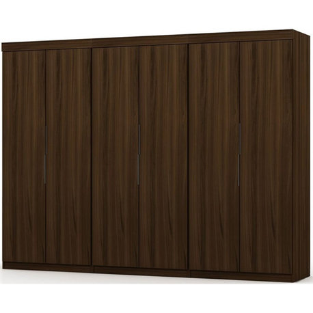 Manhattan Comfort Mulberry 3-Piece Wood Wardrobe Closet Set in Brown