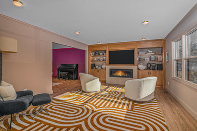 Inspiration for a transitional family room remodel in New York