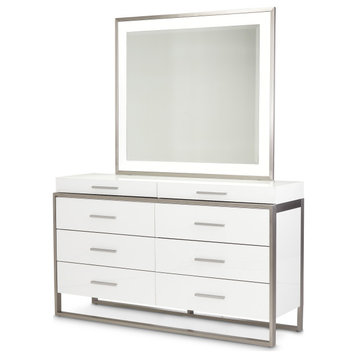 Marquee Dresser with Mirror - Cloud White