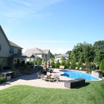 Custom swimming pool with water feature