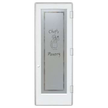 Pantry Door - Happy Chef - Primed - 30" x 80" - Knob on Left - Push Open