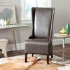 Safavieh Becall 20" Leather Dining Chair, Antique Brown, Espresso