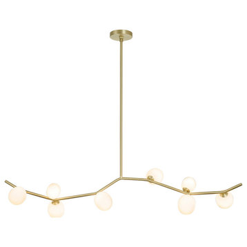 Hampton 8-Light Chandelier in Brushed Brass With White Glass