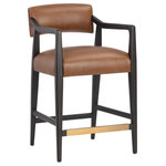 Sunpan - Keagan Counter Stool - Design an inviting dining space with the mid-century inspired Keagan counter stool. The exposed dark brown oak wood frame offers an airy element while paired with saloon light grey, brentwood charcoal and shalimar tobacco genuine leather. Handle with Care: This design has been crafted with 100% genuine leather. Leather is a natural material; as such, colour variations, markings, wrinkles, grooves and light scratches are acceptable and appreciated characteristics. No two pieces are alike. Visit our Product Care page for more information on how to ensure the lasting beauty of this piece.