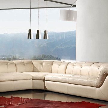 Leather Sectional Sofa in Beige Color