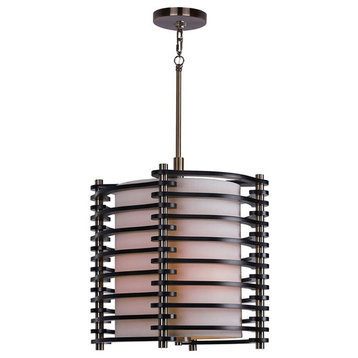 Woodbridge Lighting Steps Round Wood 3-Light Pendant in Brushed Brass/Espresso