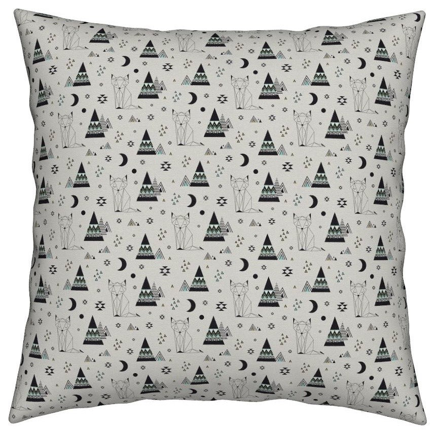 Triangles Geometric Aqua Cosmic Polygon Fox Throw Pillow - Southwestern ...