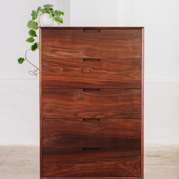 Walnut 5 Drawer Dresser