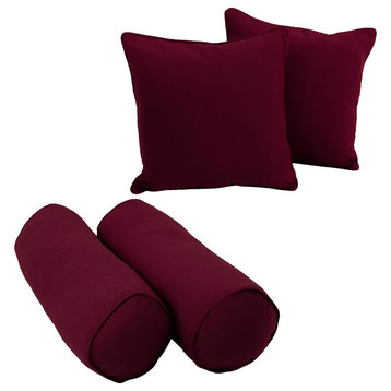 Solid Twill Throw Pillows With Inserts, 4-Piece Set, Burgundy