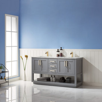 Remi Gray Bathroom Vanity Set, 60", Without Mirror