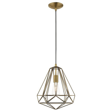 1 Light Pendant In Geometric Style-18 Inches Tall and 12.25 Inches Wide-Antique
