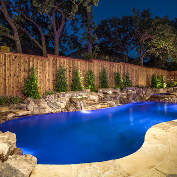 Highland Village, TX - Blue Falls Hideaway - Linear Custom Pool and Spa