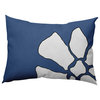 Petal Lines Indoor/Outdoor Lumbar Pillow, Blue, 14x20"