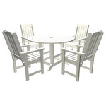 Highwood USA - Lehigh 5-Piece Round Dining Set, White - 100% Made in the USA - backed by US warranty and support