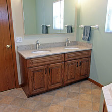 Master Bath Oak Vanity With Cambria Darlington Quartz Countertop