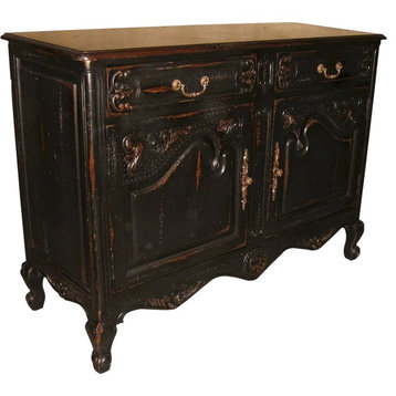 Sideboard Small French Country Parquet Top Carved Raised Panel