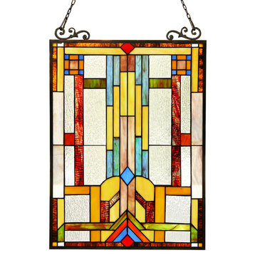 Huszar Tiffany-Glass Window Panel 17.5"x25"