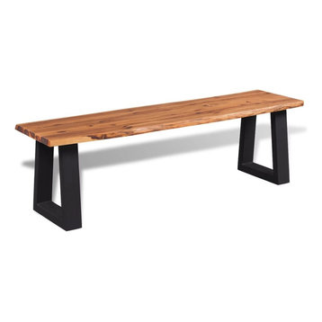 vidaXL Solid Acacia Wood with An Oil Finish and Metal Legs Live Edge Bench 63"