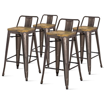 New Pacific Direct Metropolis 26" Low Back Counter Stool in Gray (Set of 4)