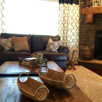 Traditional Rustic Living Room and Dining Room