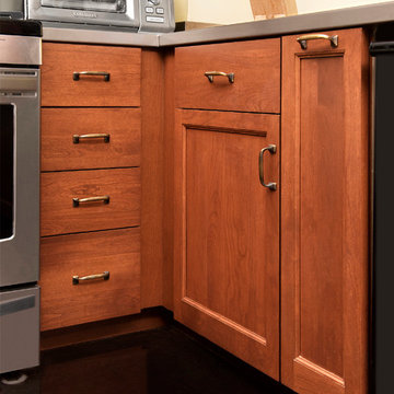 Cherry Kitchen with Steel and Butcher Block Countertops