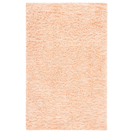 Safavieh Faux Sheep Skin Fss235U Solid Color, Shag Rug, Light Pink, 4'x6'