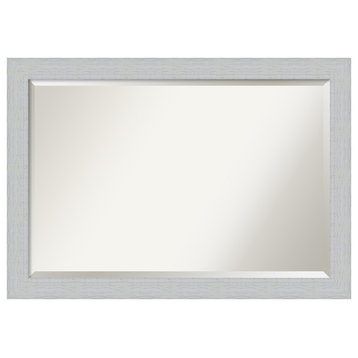 Shiplap White Beveled Wood Bathroom Wall Mirror - 40.25 x 28.25 in.
