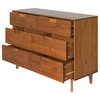 Mid Century Modern Dresser, 6 Storage Drawers With Cutout Pull Handles, Caramel