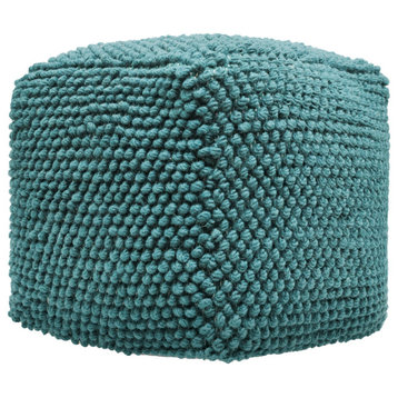 Devries Boho Handcrafted Tufted Fabric Cube Pouf, Teal