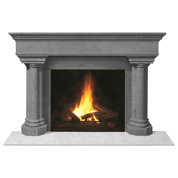 Fireplace Stone Mantel 1110.555 With Filler Panels, Gray, No Hearth Pad