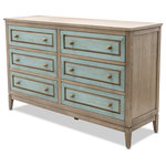 Sea Winds Trading Inc. - Sanibel 6 Drawer Dresser - If you are looking for pieces that tie midcentury chic and modern charm with a coastal feel, look no further. This collection has a grey, rich, warm tone with a touch of color. The green and grey colors complement each other perfectly. It has a wire brush distressing finish, which creates a wood grain, slightly textured effect. This versatile, exquisite collection emits an ambiance of luxury that will take your bedroom decor up a notch.