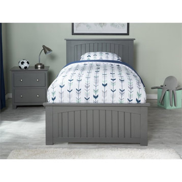 Bowery Hill Modern Wood Twin XL Platform Bed with Trundle in Gray