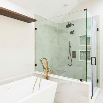 Contemporary Bohemian Primary Bath + Closet Remodel Overland Park, KS
