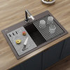 33-in Granite Workstation Drop-in Topmount Kitchen Sink Espresso Brown RVG1302ES