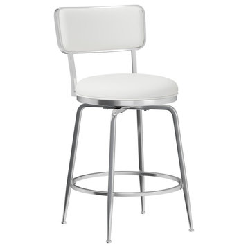 Hillsdale Baltimore Swivel Stool, Textured Twill Back, White, Counter Height