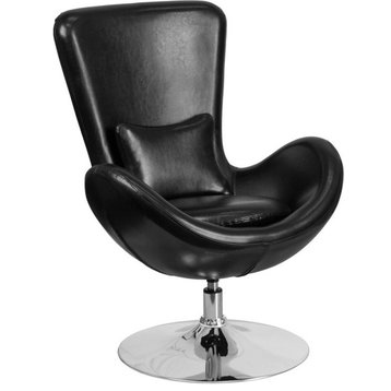 Leather Egg Series Chair, Black Leather