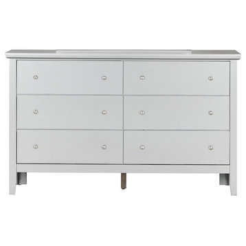 Primo 6-Drawer Silver Champagne Dresser 36 in. X 16 in. X 59 in.
